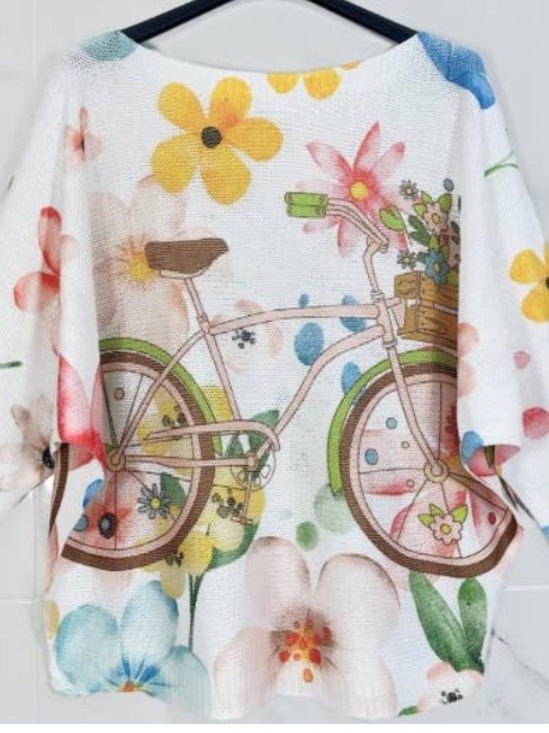 Loowie Sweaters - 245 ❤️ LOOWIE one size Daisy V-Neck
Knit Printed Long Sleeves Sweater